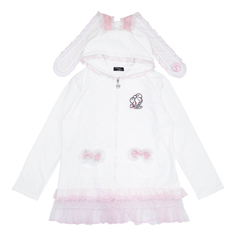 ☆【YukoAsaki】白パーカー（印刷あり）、アニマル帽子熊&うさぎ☆ ACDCコラボ 汎用うさぎパーカー WHITE – GLOOMY OFFICIAL WEB STORE