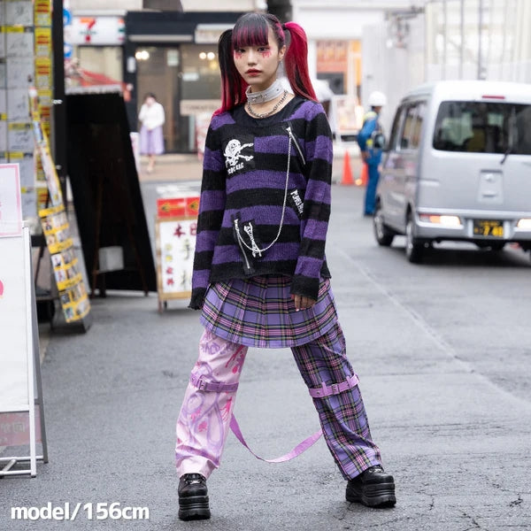 [ACDC RAG x Gloomy]パステルグル〜ミ〜 ボンテージパンツ PURPLE TARTAN