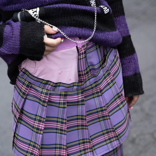 [ACDC RAG x Gloomy]パステルグル〜ミ〜 ボンテージパンツ PURPLE TARTAN