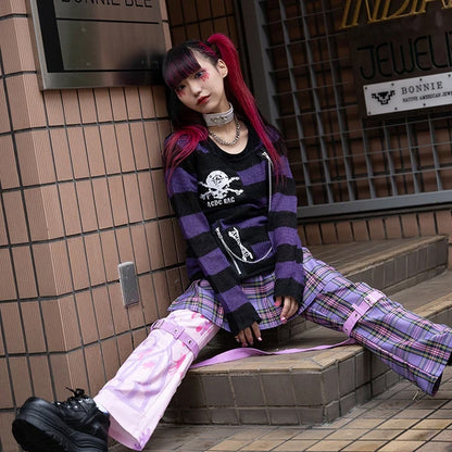 [ACDC RAG x Gloomy]パステルグル〜ミ〜 ボンテージパンツ PURPLE TARTAN