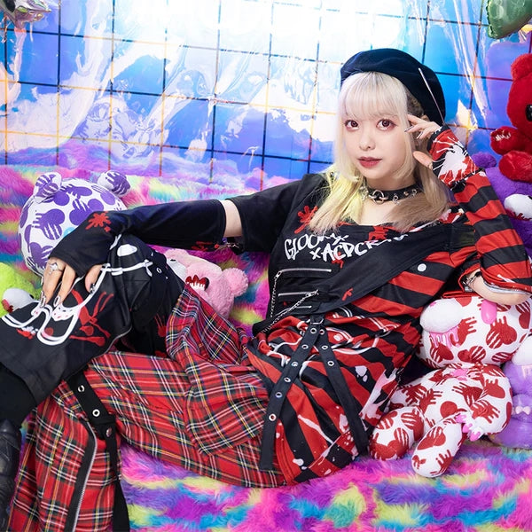 ACDC RAG x Gloomy]ダークグルーミー ボンテージパンツRED TARTAN