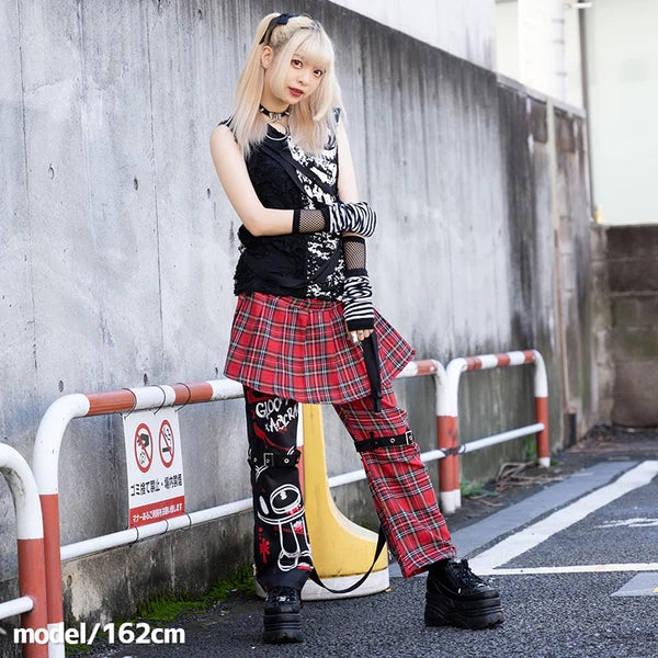 ACDC RAG x Gloomy]ダークグルーミー ボンテージパンツRED TARTAN