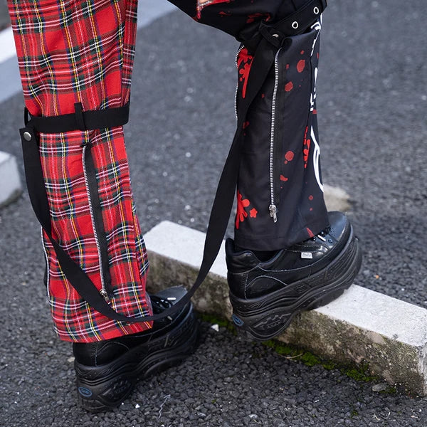 ACDC RAG x Gloomy]ダークグルーミー ボンテージパンツRED TARTAN