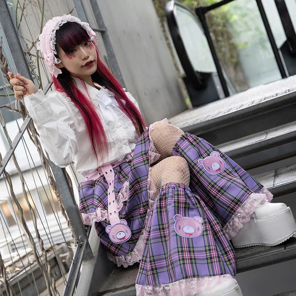 [ACDC RAG x Gloomy]パステルグル〜ミ〜 レッグウォーマー PURPLE TARTAN