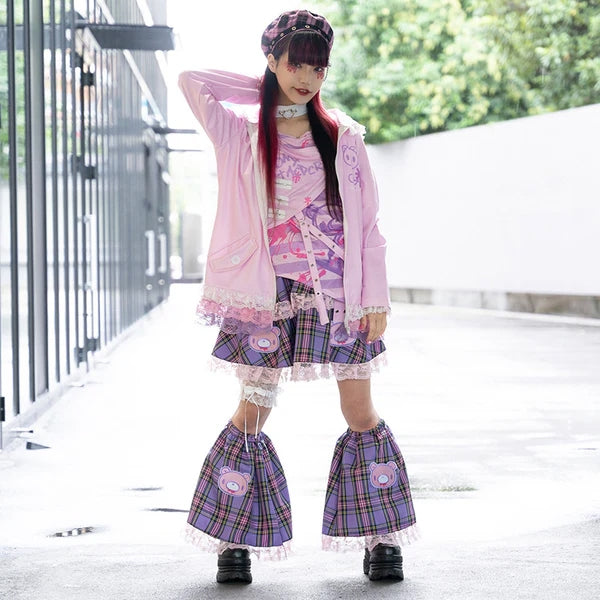 [ACDC RAG x Gloomy]パステルグル〜ミ〜 レッグウォーマー PURPLE TARTAN