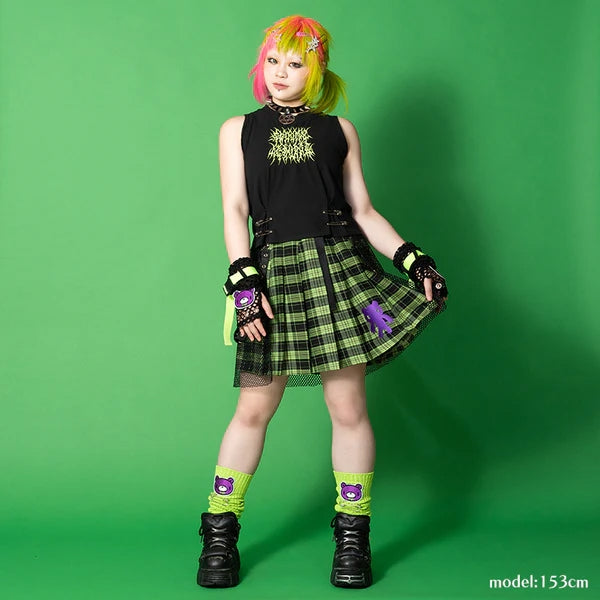 ACDC RAG x Gloomy]ビビッドグルーミー メッシュスカート GREEN