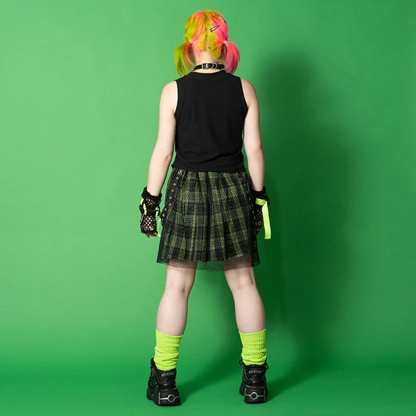 ACDC RAG x Gloomy]ビビッドグルーミー メッシュスカート GREEN
