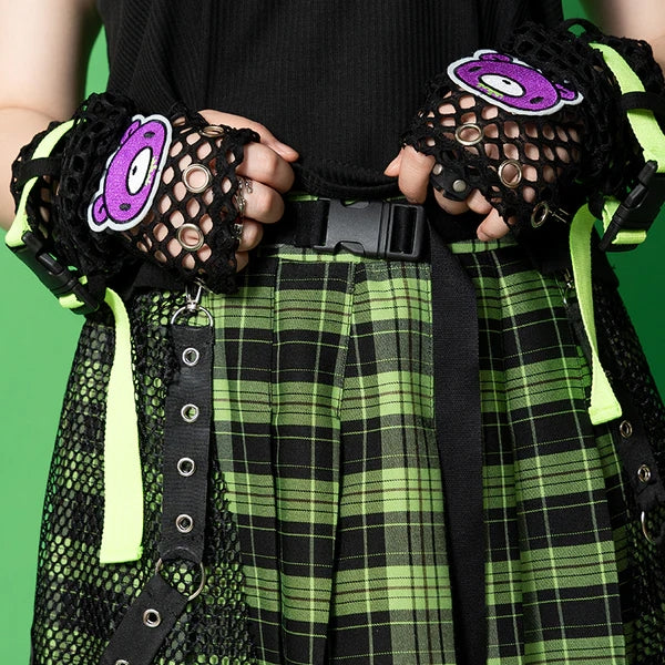 ACDC RAG x Gloomy]ビビッドグルーミー メッシュスカート GREEN